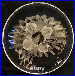 Lalique Clear Crystal NOGENT MINT DISH withFrosted Birds Pedestal, Footed, 5 1/2D