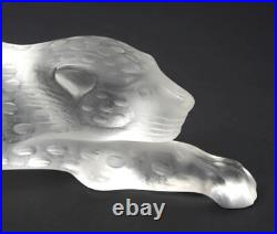 Lalique Crystal, France Stalking Zeila Panther Frosted Crystal Figurine, 14 5/8