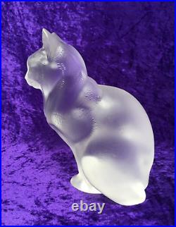 Lalique Crystal Frosted Sitting Cat 11603 Figurine 8.25 France Excellent
