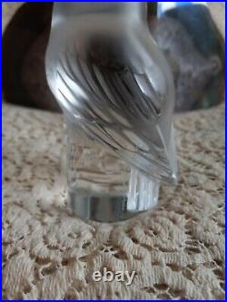 Lalique Crystal Owl Figurine paperweight french decor signed