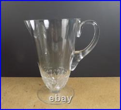 Lalique Crystal Treves Pitcher 8.5 Tall Frosted Scrolls France Signed