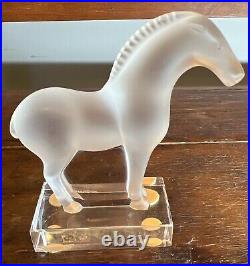 Lalique Frosted Crystal Tang Horse Figurine Paperweight France