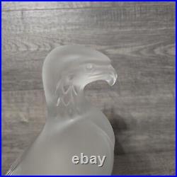 Lalique Liberty Eagle Figurine Large Frosted Crystal Sculpture Signed France