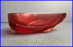 Lalique RED Crystal Encaged Love Heart Trinket Ring Bowl Dish France RARE Frost