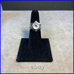 Lalique Sterling Silver Frosted Crystal Ring