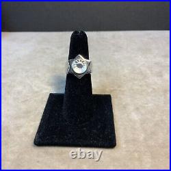 Lalique Sterling Silver Frosted Crystal Ring