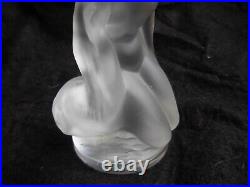 Lalique, Vintage French Frosted Crystal Paperweight, Leda & Swan, Signed + Label