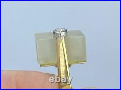 Modernist 14K yellow gold 0.1ct Diamond Frosted Quartz ring 7.1g s6 JR7844