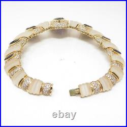 NYJEWEL 14k Gold Sapphire Quartz Frosted Rock Crystal Large Choker Necklace 422g