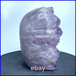 Natural Amethyst Cluster Skull Frosted Texture Reiki Energy Crystal Decoration