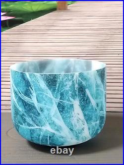 Ocean Design 432Hz Frosted F Heart Chakra Crystal Singing Bowl + carrier 8