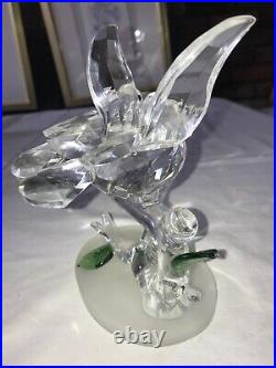 Rare SWAROVSKI Facet CRYSTAL DOVES Love BIRDS on BRANCH Frost GLASS FIGURINE 6¾
