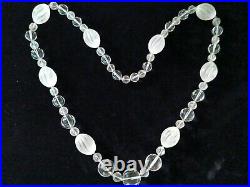 Rock Crystal Faceted Fluted Dimple Clear & Frosted Beads Light Pools Necklace