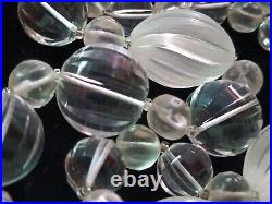 Rock Crystal Faceted Fluted Dimple Clear & Frosted Beads Light Pools Necklace