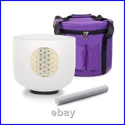 Siceeoly 8 C Note 432HZ Flower of Life Crystal Singing Bowl Frosted Quartz R