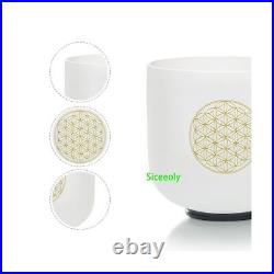 Siceeoly 8 C Note 432HZ Flower of Life Crystal Singing Bowl Frosted Quartz R
