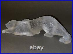 Stunning Vintage Large Size France Zeila Frosted Crystal Panther Figurine