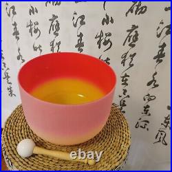 TRAYAYA C Note Root Chakra Red-Yellow Color Frosted Crystal Singing Bowl 10 Inch