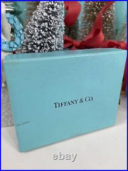 Tiffany&Co Crystal Christmas Tree Ornament 1994 Frosted Star Balls 3.5 Vtg