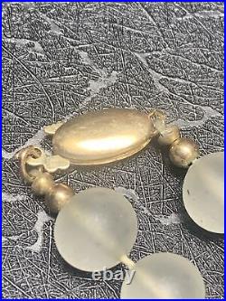 Vintage Frosted 8mm Quartz Beaded Necklace 14Kt Gold Clasp & Accent Beads 30