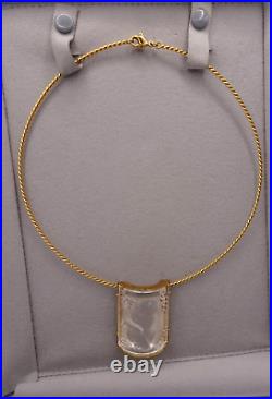 Vintage Lalique Crystal Enfants Pendant Gold Plated Twisted Rope NECKLACE