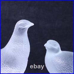 Vintage Lalique Frosted Crystal PERDRIX Quail Figures