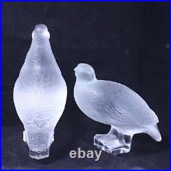 Vintage Lalique Frosted Crystal PERDRIX Quail Figures