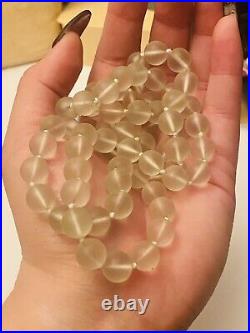 Vtg Necklace Quartz Rock Crystal Natural Genuine Stone Strand 10mm Raw Frost
